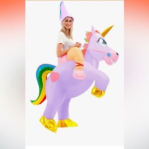 🌺Inflatable Cosplay Adult Riding a Purple Unicorn Blow-up Deluxe Costume NIOP